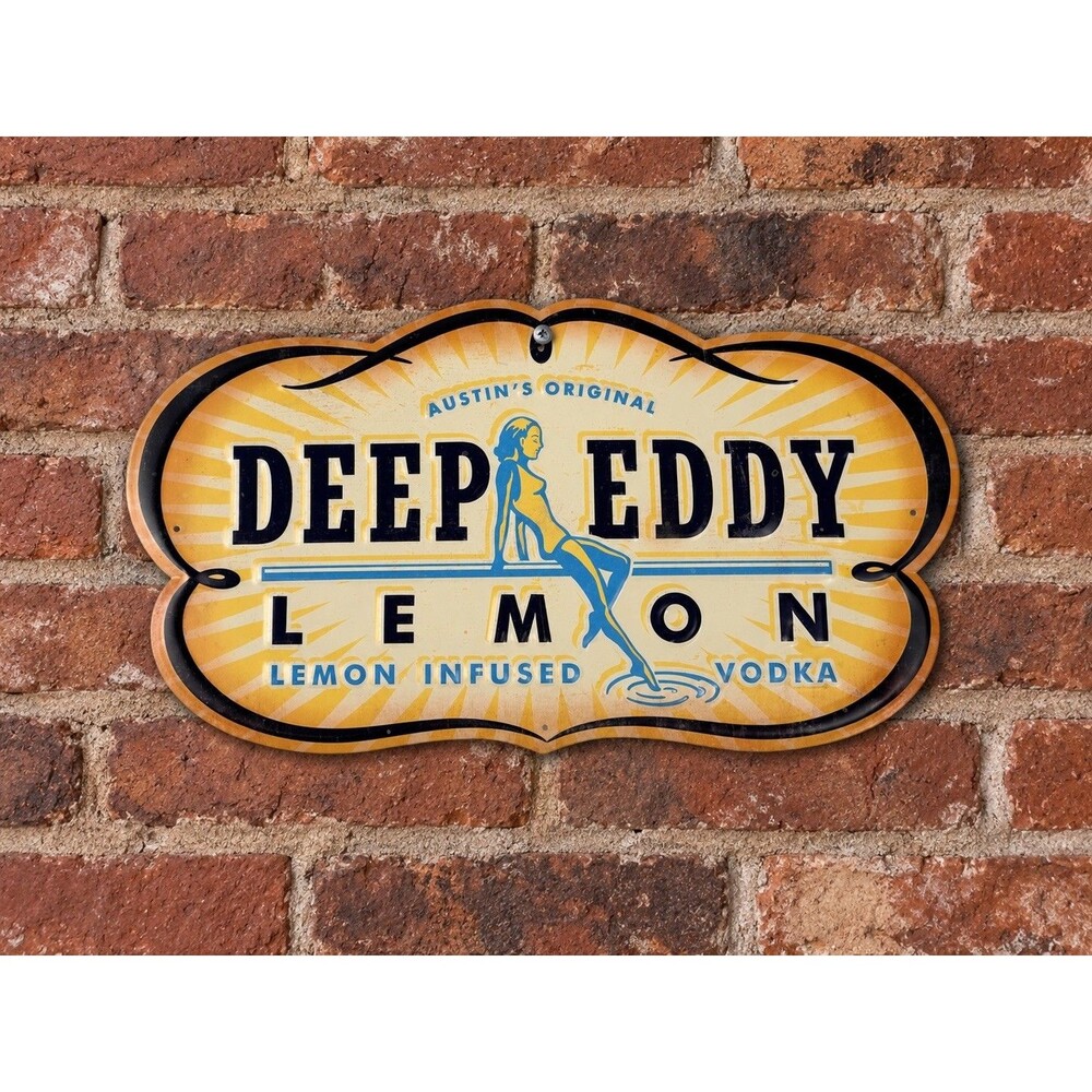 Deep Eddy Vodka Lemon Metal Tin Tacker Sign Mancave Bar Decor 18”X10”